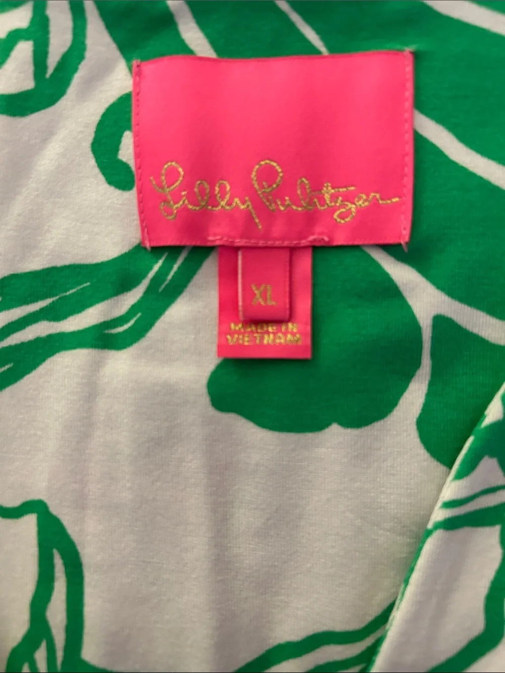 Lilly Pulitzer Green and White Floral Dress with Pink Label